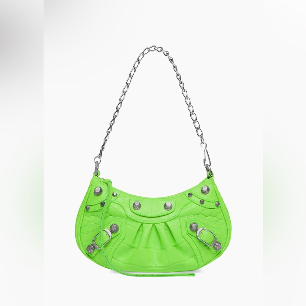 Balenciaga Le Cagole Mini Bag With Chain Crocodile Embossed